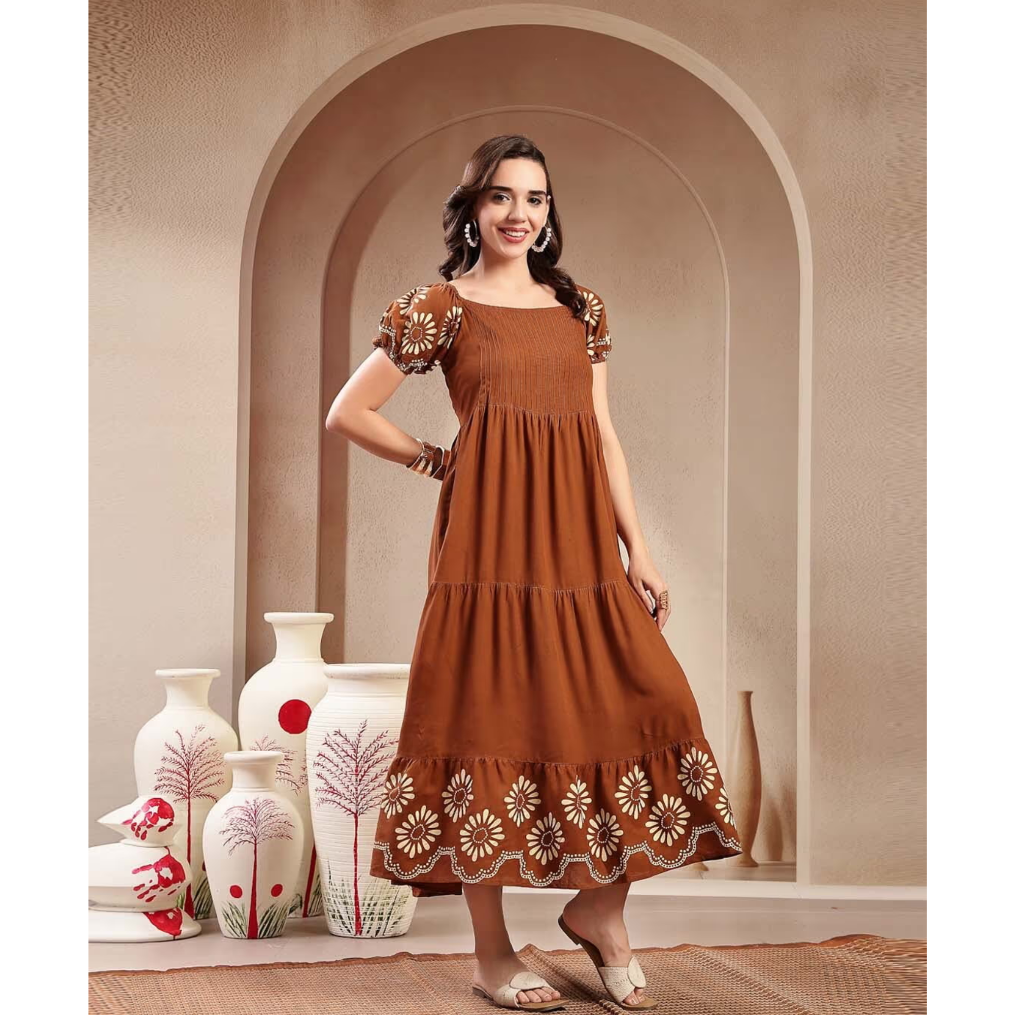 STYLUM Women Floral Print Tiered Dress